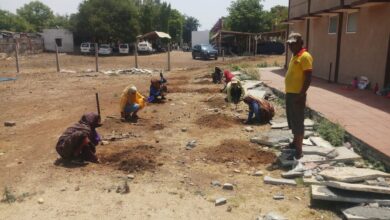 जिला चिकित्सालय में वृक्षारोपण हेतु गड्ढे खोदे