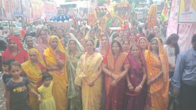 बाबा रामदेव की भव्य शोभायात्रा निकाली गई 